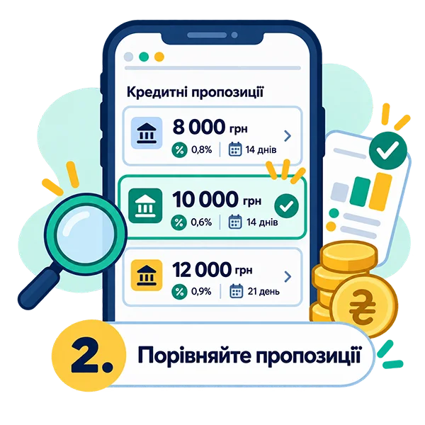 Ілюстрація порівняння кредитних пропозицій